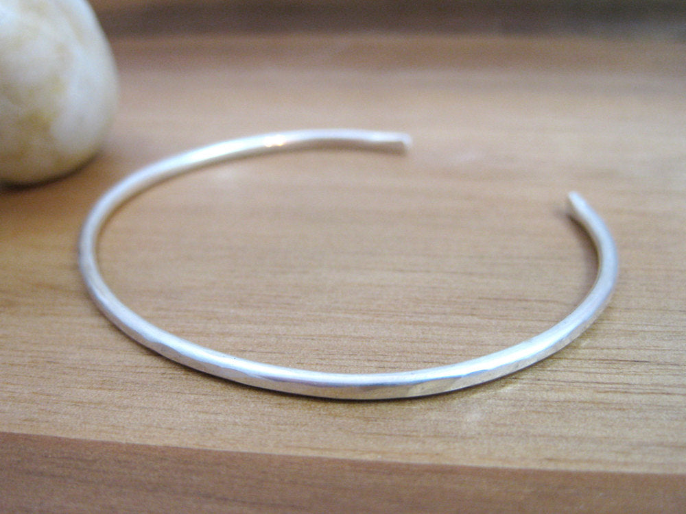Unisex Hammered Sterling Silver Cuff Bracelet