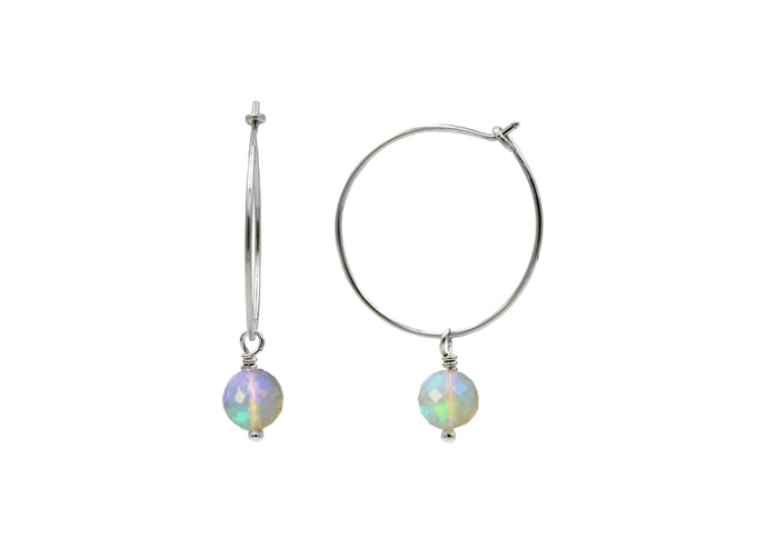 Sterling Silver Ethiopian Opal Hoops