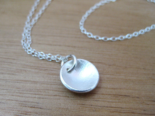 Recycled Silver Brushed Texture Circle Necklace